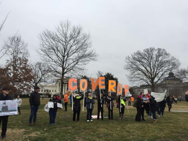 Impeachment trial protestors.