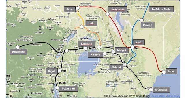 Map 4: The East Africa railways master plan
