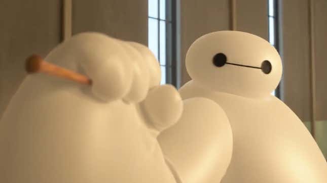 Baymax catches a knitting needle