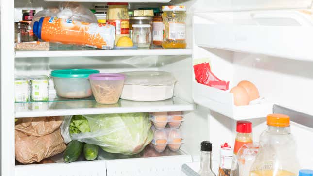 refrigerator full of food 