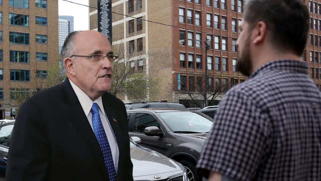 Image for article titled Mysterious Man In Parking Lot Threatens To Harm Rudy Giuliani If He Ever Blabs About Trump’s Legal Payments Again