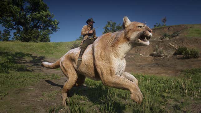 Image for article titled This Red Dead Redemption II Mod Lets You Ride A Giant Cougar