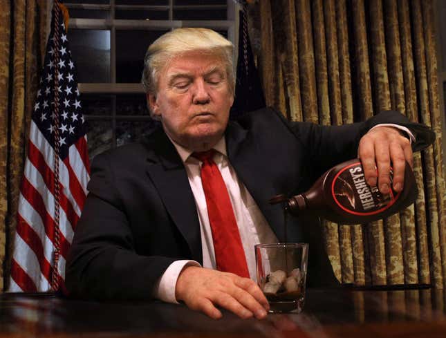 Image for article titled Trump Pours Himself Glass Of Chocolate Syrup On Rocks To Unwind After Stressful Day