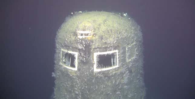 The bridge section of Soviet nuclear submarine Komsomolets, as photographed by an ROV. 