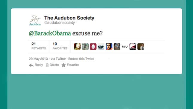Image for article titled 19 Tweets From The Audubon Society/Barack Obama Twitter Feud