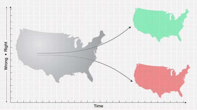Image for article titled Quantum Political Scientists Hypothesize Country Headed In Both Right And Wrong Directions Simultaneously
