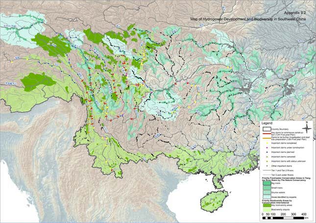 China plans or has already built 181 dams on major rivers in the southwest of the country.