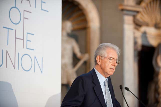 Italian PM Mario Monti worries about Europe’s future.