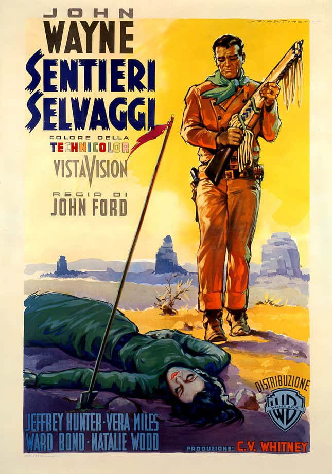 Italian four-panel poster for The Searchers, directed by John Ford, USA, 1956. Poster design by Luigi Martinati, 1956.