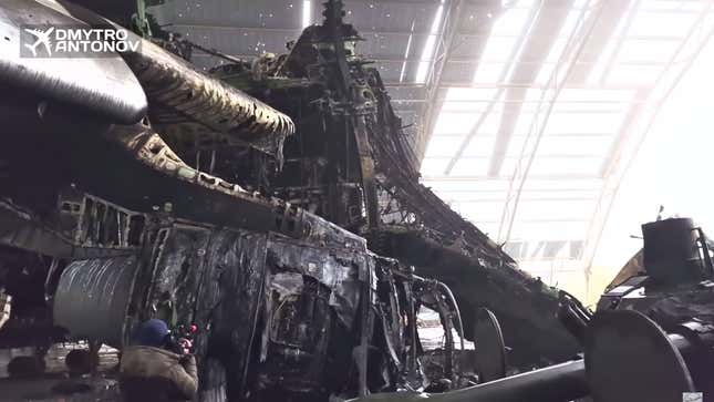 Image for article titled New Video Shows The Burned Antonov An-225's Damage In Detail