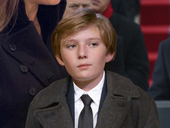 Image for article titled Bored Barron Trump Counts Confederate Flags In Inauguration Crowd To Pass Time