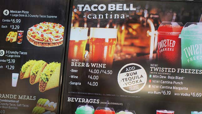 Image for article titled Some NYC Taco Bell Cantinas use lower-proof booze to spike drinks [Updated]