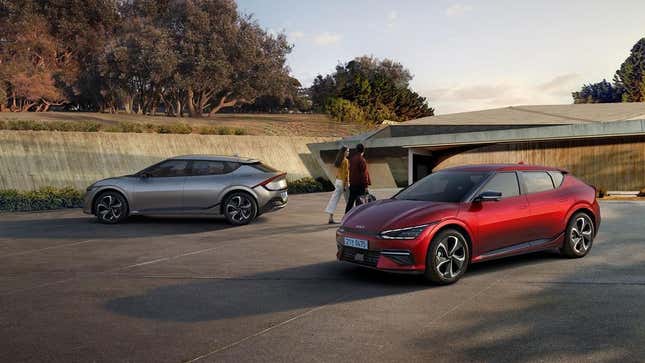 The 2022 Kia EV6 in two different shades.