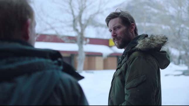 Troy Baker as James looks at David in a moment from HBO's The Last of Us.