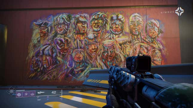 A Neomuna mural shows past Cloud Striders.