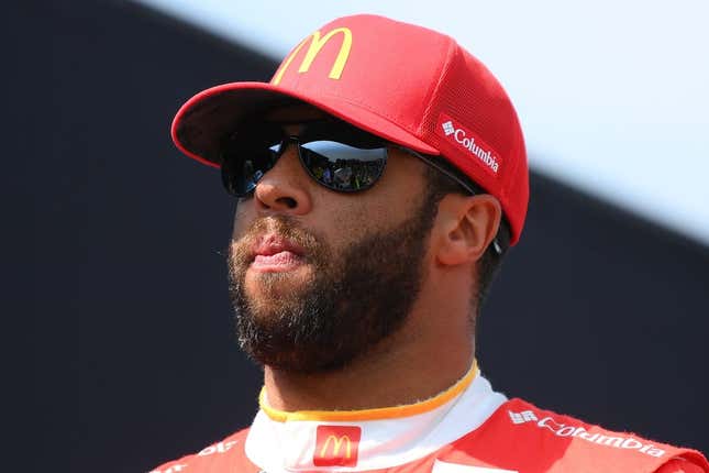 Aug 20, 2023; Watkins Glen, New York, USA; NASCAR Cup Series driver Bubba Wallace (23) prior to the Go Bowling at The Glen at Watkins Glen International.