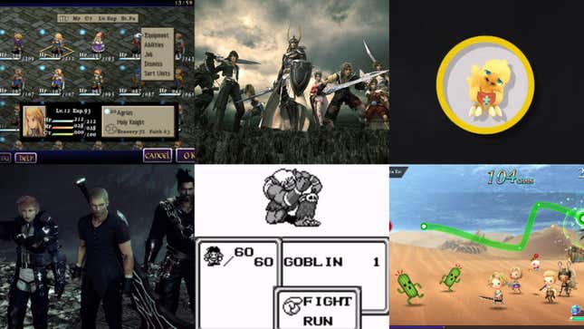 Clockwise from top left: Final Fantasy Tactics, Dissidia Final Fantasy, Chocobo’s Mystery Dungeon EVERY BUDDY!, Theatrhythm Final Bar Line, Final Fantasy Legend, Stranger Of Paradise: Final Fantasy Origin (Images: Square-Enix)