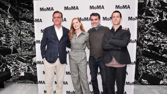 Aaron Sorkin, Jessica Chastain, Brian d’Arcy James and Jeremy Strong at a screening of Molly’s Game
