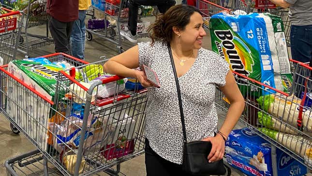 Image for article titled Woman Tries To Spark Casual Chat In Long Grocery Store Line As If She Not Desperately Attempting To Outrun Death