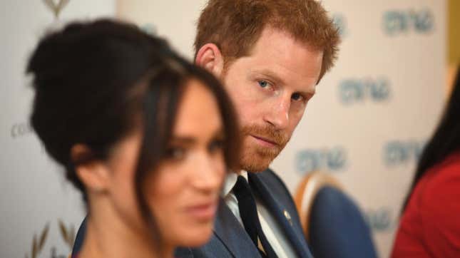 Meghan, Duchess of Sussex, and Prince Harry, Duke of Sussex attend a roundtable discussion on gender equality with The Queens Commonwealth Trust (QCT) and One Young World at Windsor Castle on October 25, 2019, in Windsor, England.