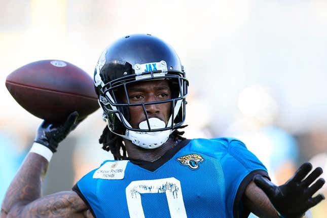 Jacksonville Jaguars wide receiver Calvin Ridley (0) throws Wednesday, July 26, 2023 at Miller Electric Center at EverBank Stadium in Jacksonville, Fla. Today marked the first day of training camp for the Jacksonville Jaguars.