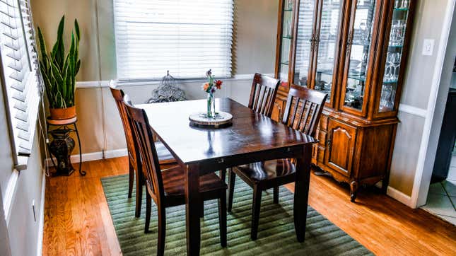 Dining room with chair rail trim on the walls