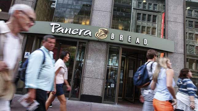 Pedesterians in front of Panera Bread