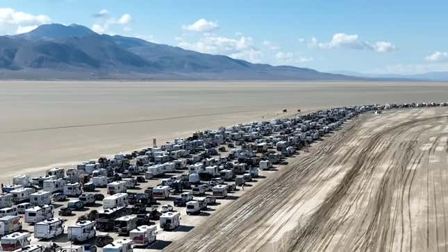 Image for article titled Heavy Rain Flooded Burning Man, Stranding Over 70,000 In The Desert