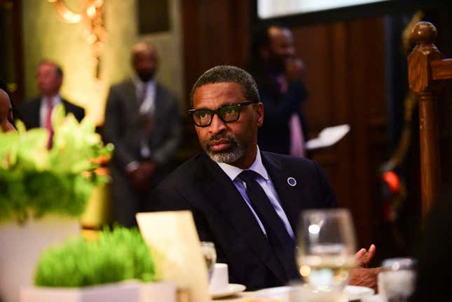  Derrick Johnson, President, and CEO of the NAACP, attended the PGA Works Beyond The Green at Union League on April 30, 2022, in Philadelphia, Pennsylvania.
