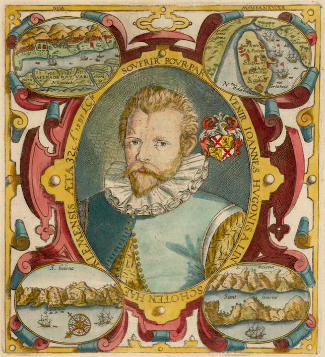 Portrait of Jan Huygen van Linschoten from an edition of his Itinerario.