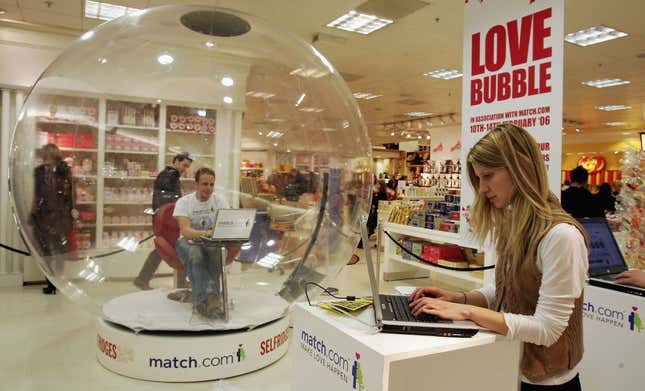 Here’s a guy in a plastic bubble for a Match promotional event in 2006, which really was a very different time.