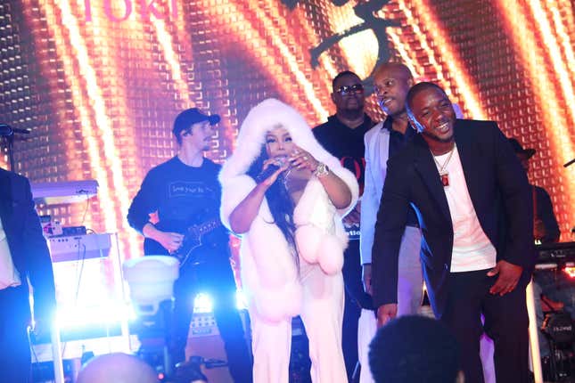 Lil’ Kim and Lil’ Cease perform at the CJ Wallace &amp; Lexus Celebrate Hip-Hop and Honor the Life of Christopher Wallace (a.k.a The Notorious B.I.G) at the Lil’ Kim Tribute Gala at Gustavino’s on May 20, 2022 in New York City. 