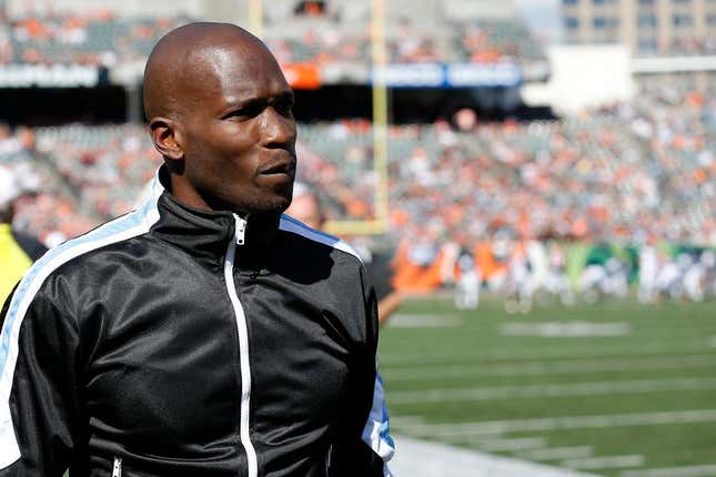 Former Bengals receiver Chad Johnson walks the sideline before the first quarter of the NFL Week 7 game between the Cincinnati Bengals and the Jacksonville Jaguars at Paul Brown Stadium in downtown Cincinnati on Sunday, Oct. 20, 2019.

Jacksonville Jaguars At Cincinnati Bengals