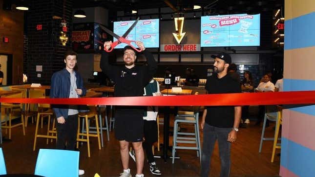 MrBeast Burger brick-and-mortar ribbon cutting ceremony