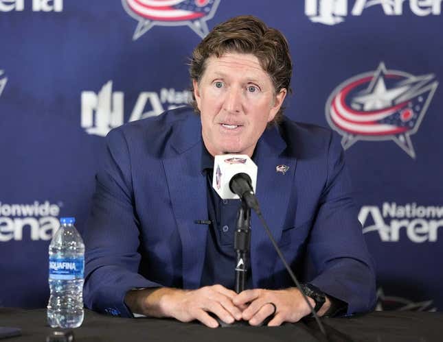 Jul 1, 2023; Columbus, OH, USA; Columbus Blue Jackets name Mike Babcock as their new head coach during a press conference at Nationwide Arena.