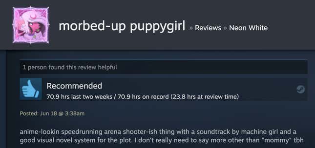 Image for article titled Neon White’s Steam Reviews Are Horny As Hell