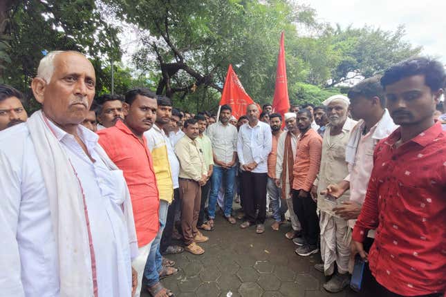 Sugarcane farmers protesting against the staggered payment system for their crops.