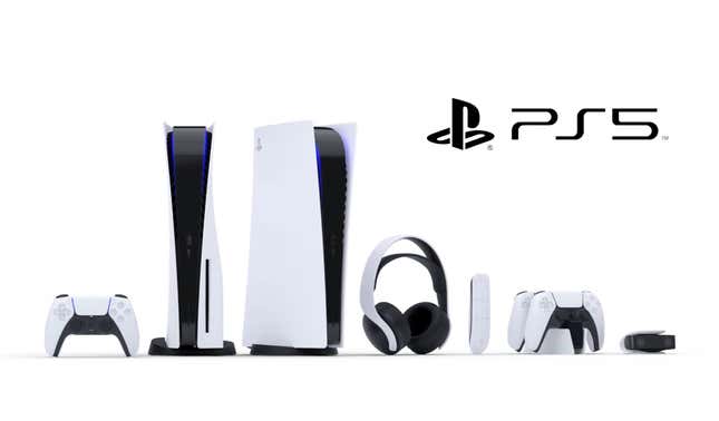 Las dos versiones de PlayStation 5 junto a sus accesorios oficiales.