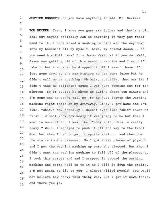 Image for article titled Tom Becker's Testimony