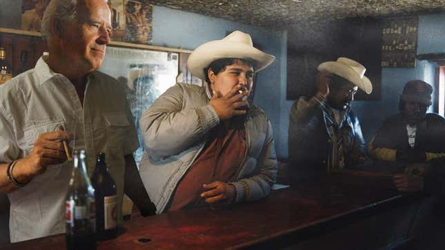 Biden keeps a low profile in a cantina just over the border where people know him as &quot;Lt. Johnny Jones.&quot;