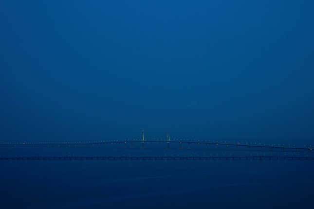 A general view of the Hong Kong-Zhuhai-Macau bridge is seen before its opening ceremony on Oct. 23. It will open to general traffic on Oct. 24.