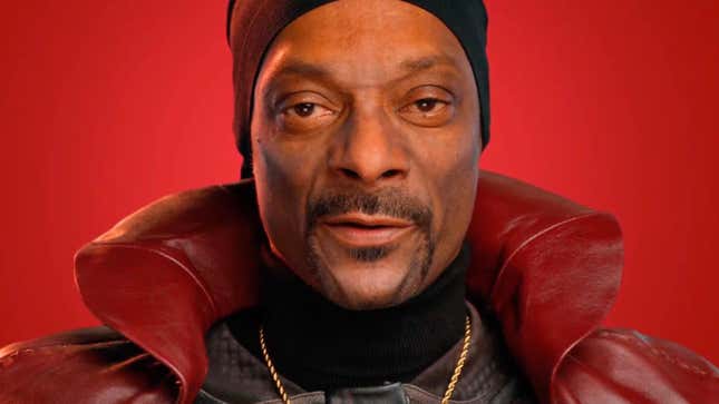 Snoop Dogg appears in a red collared costume in a video shown at the Meta Connect event on September 27, 2023.