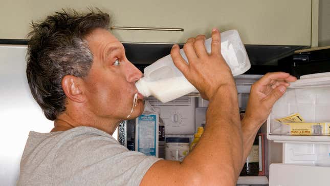 Image for article titled Power Outage Forces Father To Chug All Milk In Fridge While Rest Of Family Watches