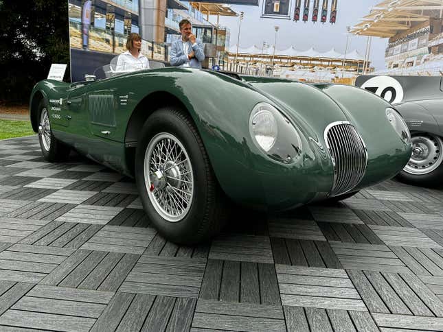 A Jaguar C-Type continuation model is parked at The Quail