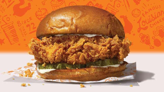 Popeyes chicken sandwich promo photo from its release in 2019