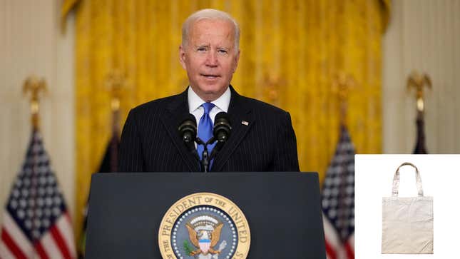 Image for article titled Biden Scales Down $2 Trillion Climate Plan To Single Reusable Grocery Bag