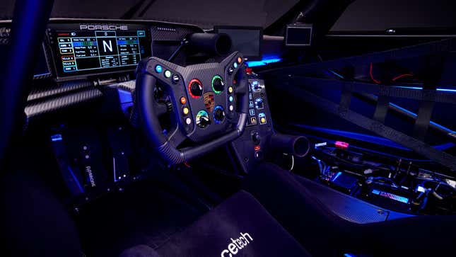 The interior of the single-seat Porsche 911 GT3 R Rennsport