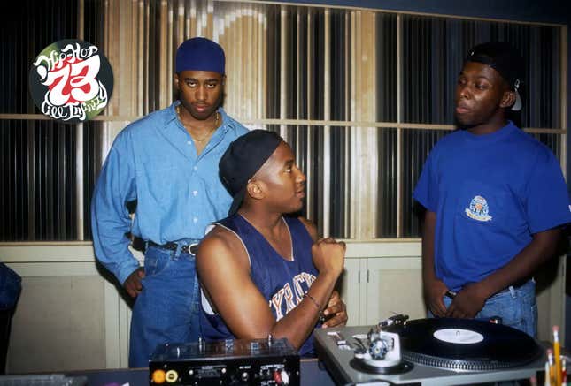 Ali Shaheed Muhammad, Phife Dawg (aka Malik Izaak Taylor) and Q-Tip (aka Kamaal Ibn John Fareed) of the hip-hop group “A Tribe Called Quest” work in the recording studio on September 10, 1991 in New York.