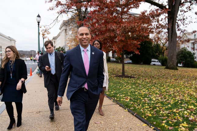 Democratic Caucus Chair Hakeem Jeffries, D-NY, walks to the U.S. Capitol from Longworth House Office Building shortly after being elected to the leader of House Democratic Caucus in Washington, D.C., on Wednesday, November 30, 2022. 