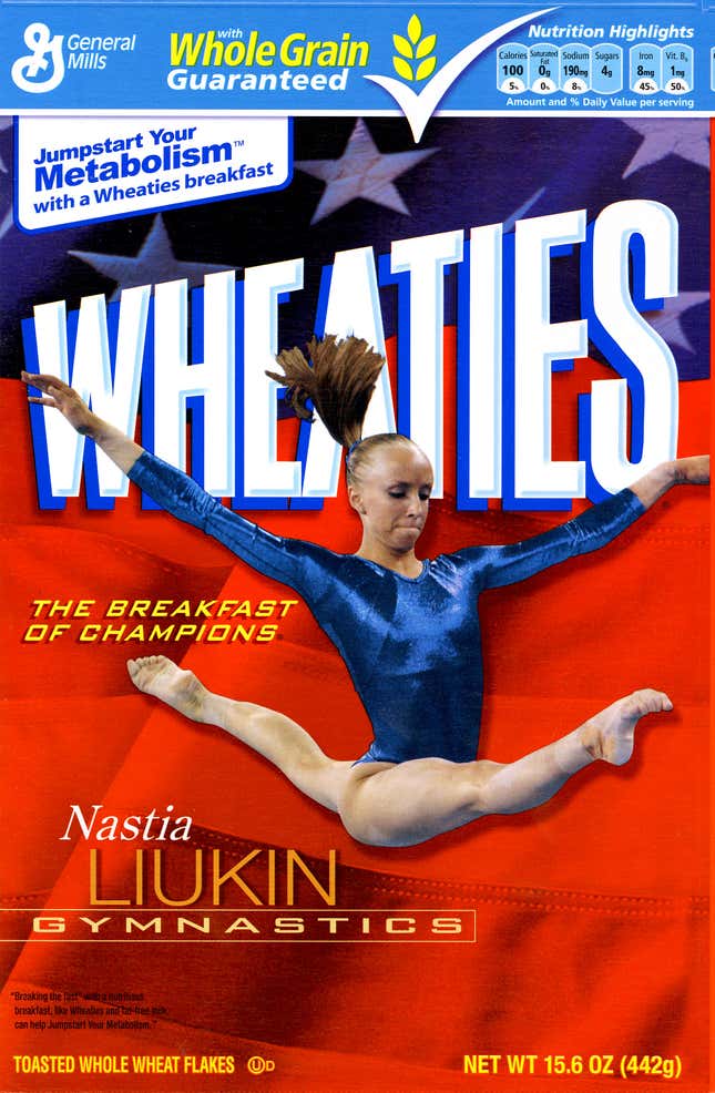 Nastia Liukin on the Wheaties box.